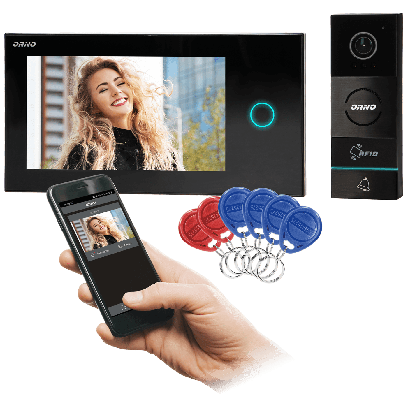 Orno APPOS video interfon set sa 7-inčnim monitorom i vanjskom kamerom