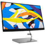 Lenovo Q24I-1L 23.8" IPS monitor sa tanakim okvirom i postoljem, prikazan u radnom okruženju