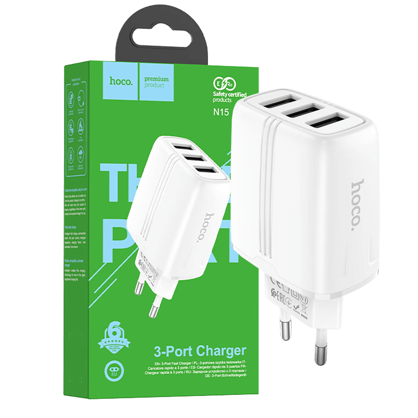 HOCO N15 Amazing kućni punjač sa tri USB porta