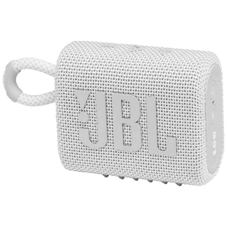 Bijeli JBL GO 3 bežični Bluetooth zvučnik sa vodootpornim IP67 omotačem