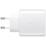 Samsung brzi punjač 45W USB-C sa bijelim dizajnom i kompaktnim dimenzijama