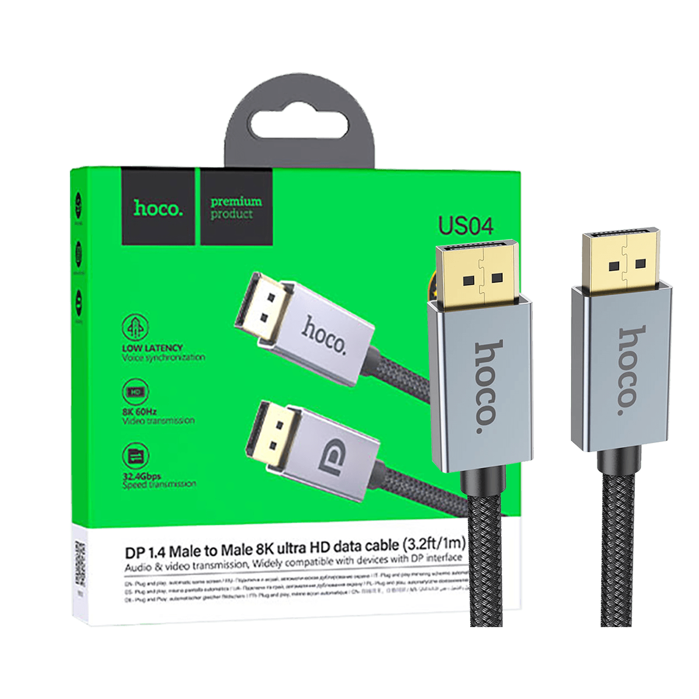 hoco DisplayPort kabal 1m, aluminijumska legura, podrška za 8K/4K