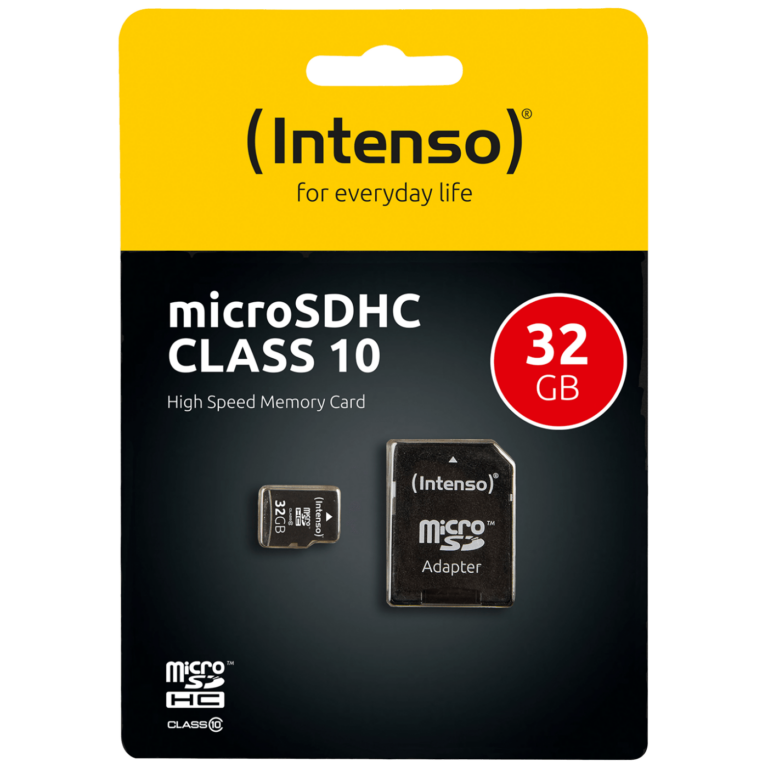 Intenso Micro SD Kartica 32GB Class 10 sa adapterom, prikazana sa pakovanjem