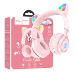 HOCO W39 bežične slušalice sa mačjim ušima u pink boji, sa mikrofonom i Bluetooth veza