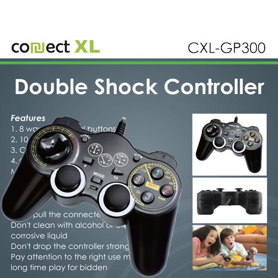 Crni Connect XL Gamepad za PC sa vibracijom i 14 tipki