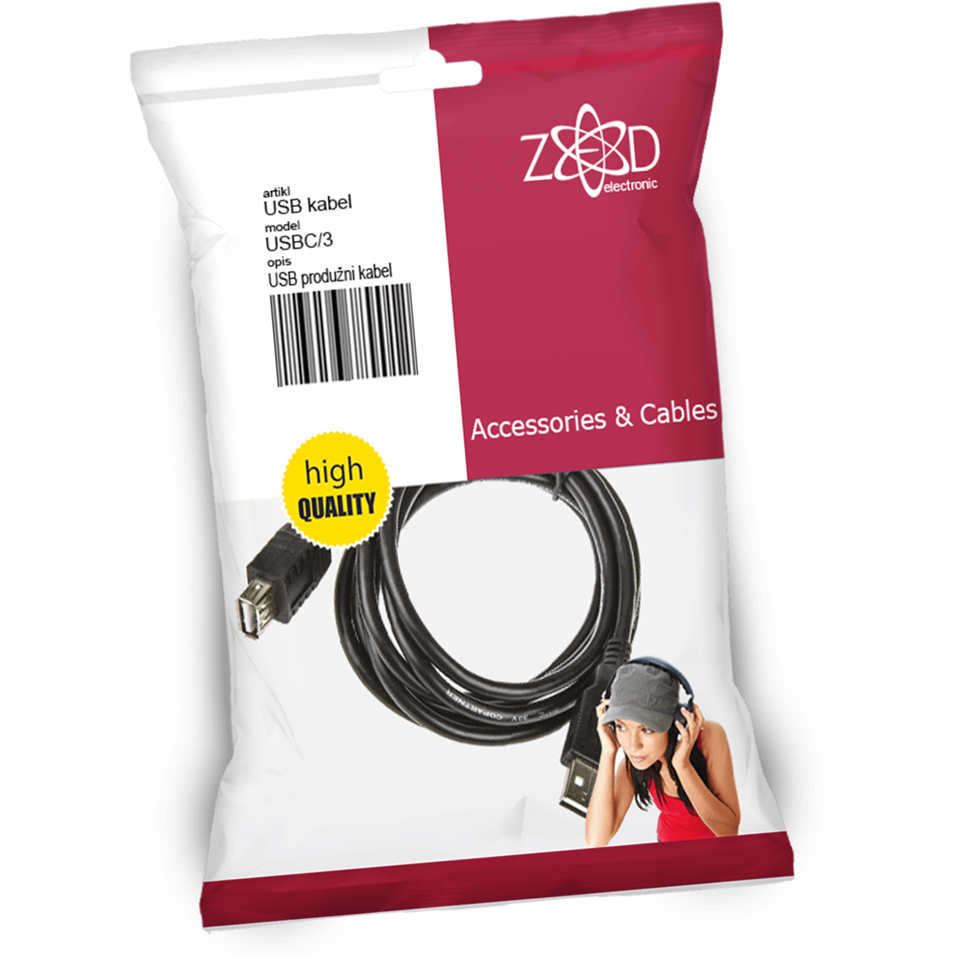 ZED electronic USB 3.0 produžni kabl, dužina 3 metra, muski na zenski konektor u blister pakovanju