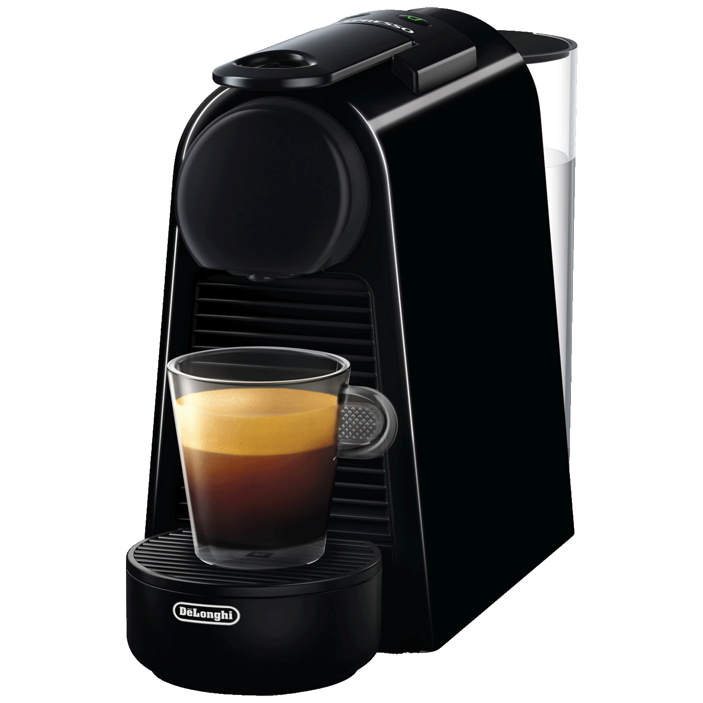 DeLonghi Mini Nespresso aparat za kafu, crni, kompaktan dizajn na kuhinjskoj ploči
