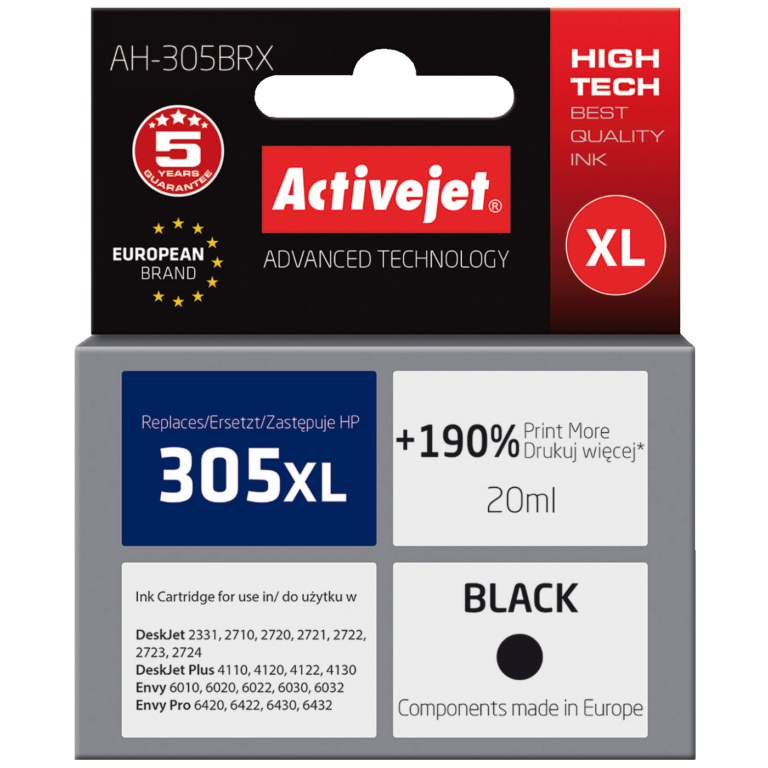 Crna Activejet tinta za HP 305XL printer, zapremina 20 ml