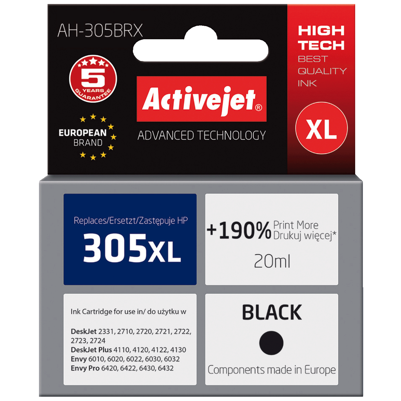 Crna Activejet tinta za HP 305XL printer, zapremina 20 ml