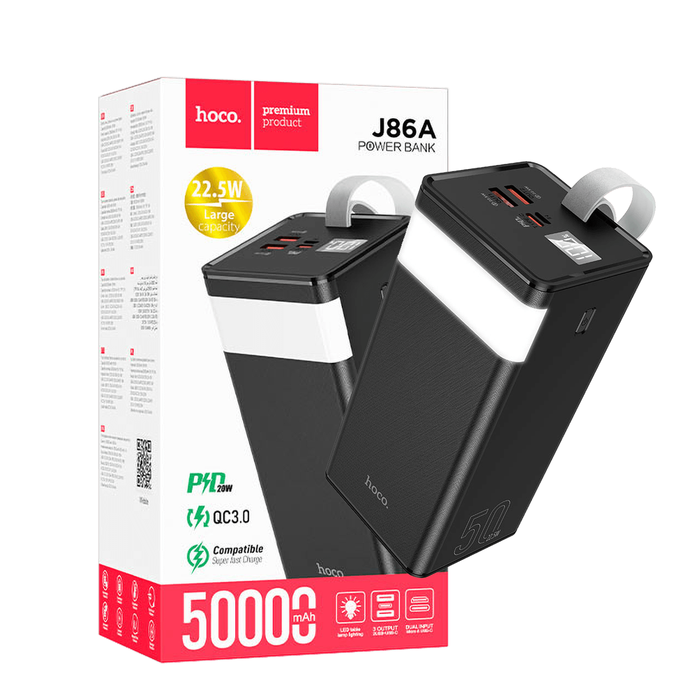 HOCO Powerbank J86A Powermaster 50000mAh sa LED lampom i digitalnim zaslonom