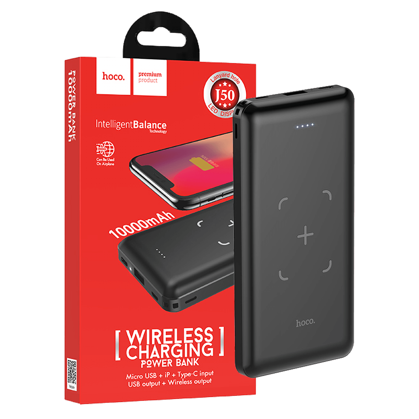 HOCO J50 Surf bežični punjač 10000mAh sa USB i bežičnim punjenjem