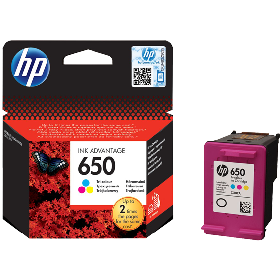 HP Tinta 650 (CZ102AE) u tri boje - crvena, plava i žuta