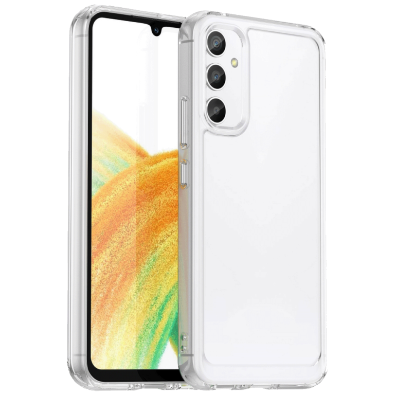 Transparentna TPU maska za Samsung A34 5G, Candy serija, prikazana na telefonu