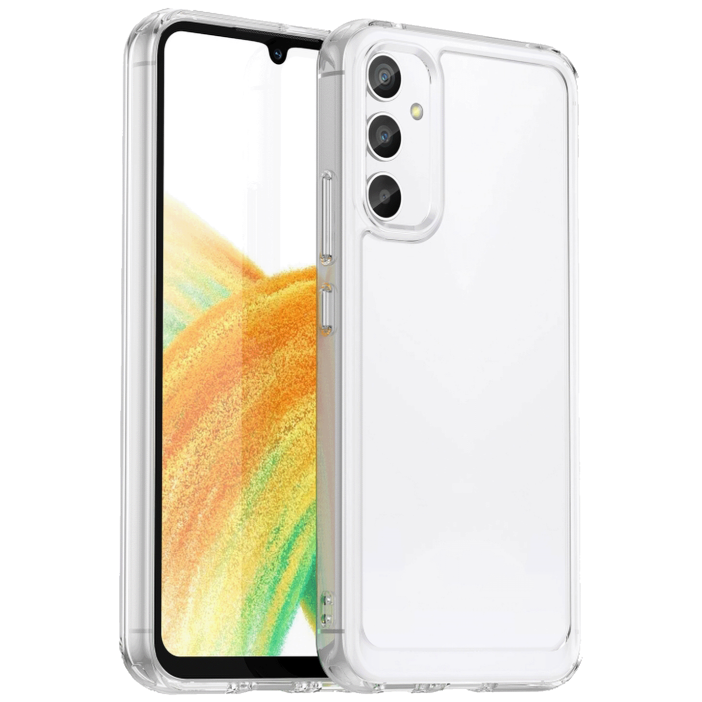 Transparentna TPU maska za Samsung A34 5G, Candy serija, prikazana na telefonu