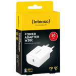 Intenso W20C brzi USB-C punjač sa belim kućnim adapterom i oznakom 20W