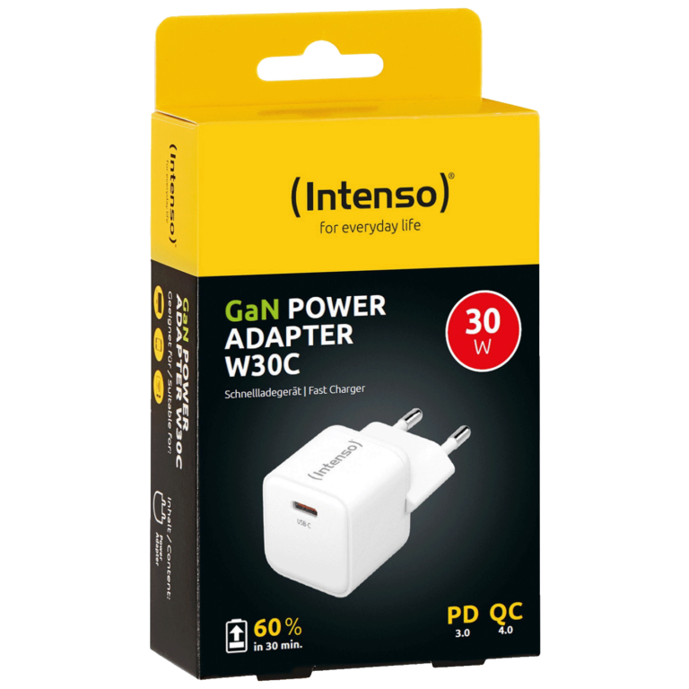 Intenso USB-C GaN punjač 30W - kompaktan i moderan dizajn za brzo punjenje