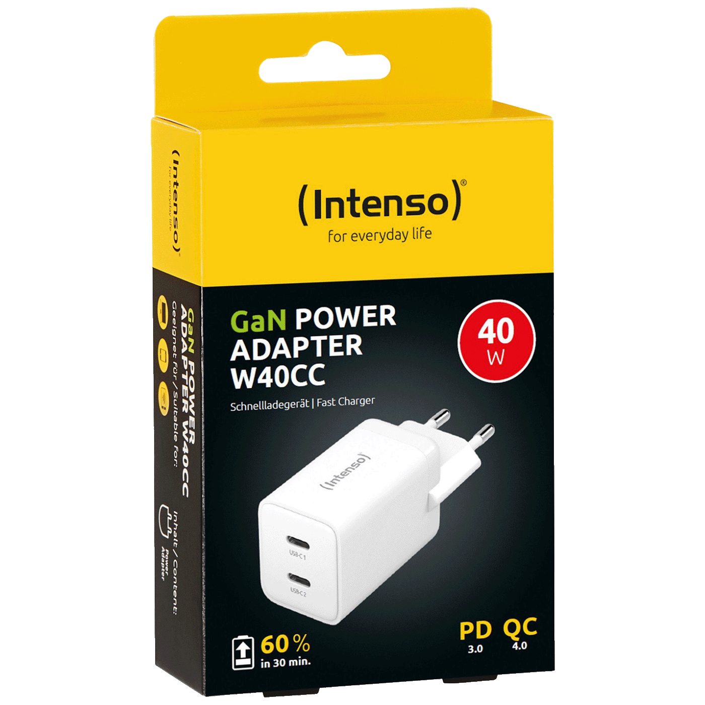 Intenso GaN punjač 40W sa dva USB-C priključka za brzo punjenje