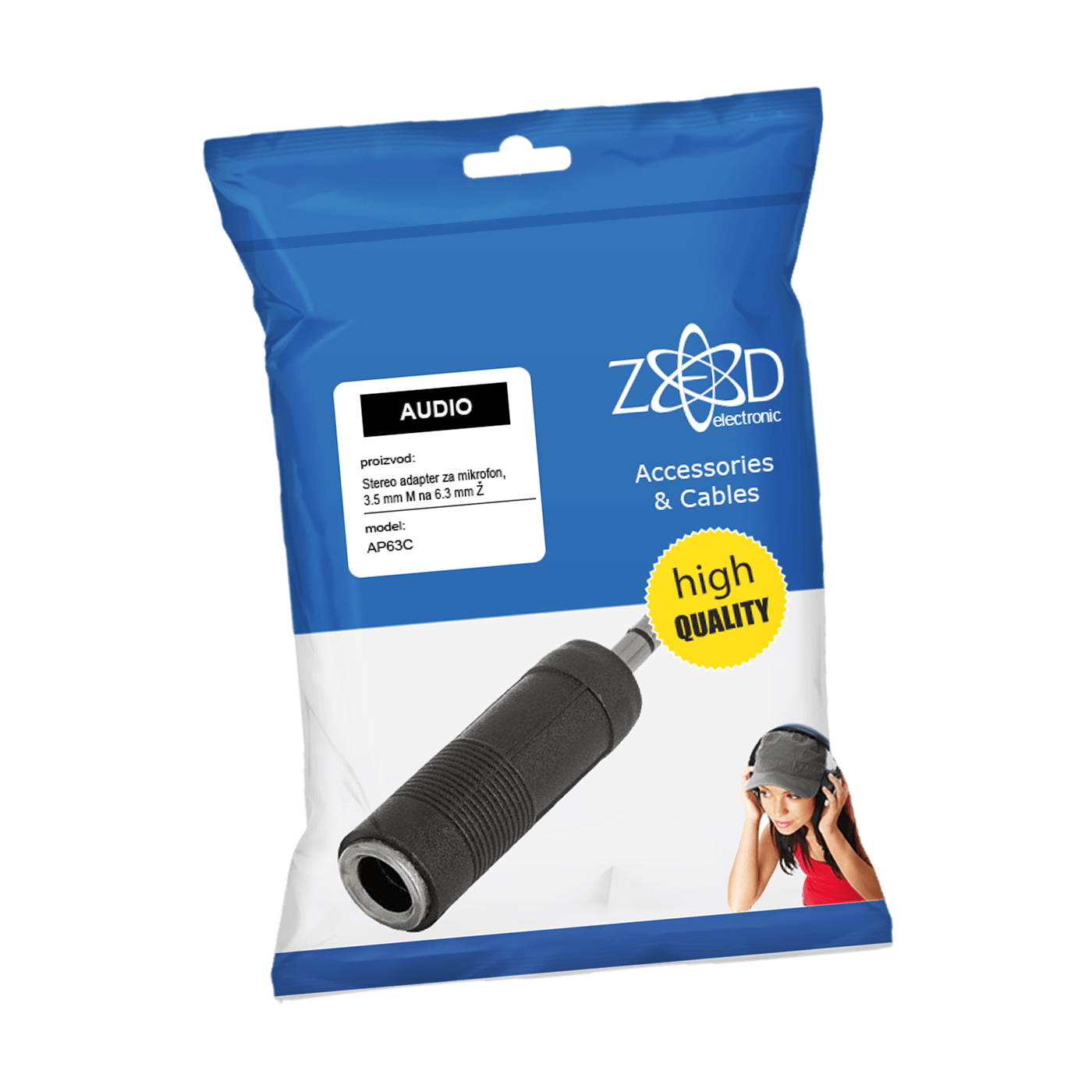 ZED electronic stereo audio adapter od 3.5 mm muški na 6.3 mm ženski
