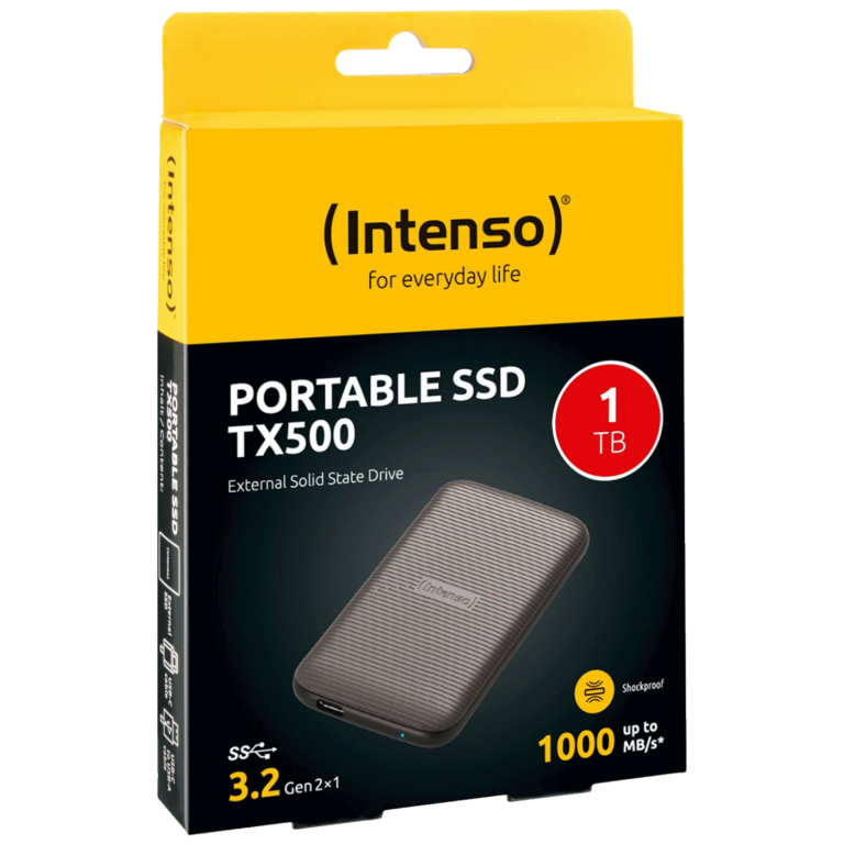 Intenso Eksterni SSD TX500 1TB sa gumiranim kućištem i uključenim USB-C i USB-A kablom