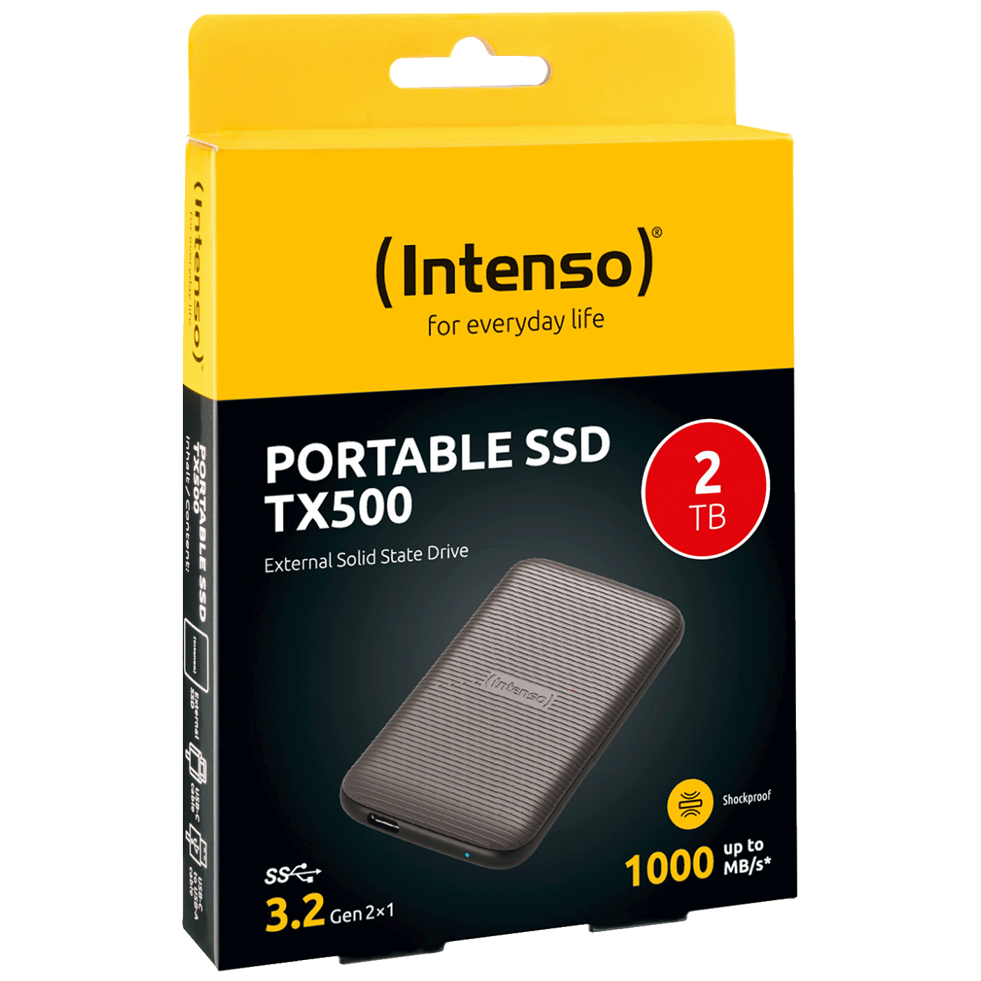 Intenso TX500 eksterni SSD disk sa gumiranim kućištem i USB-C kablom