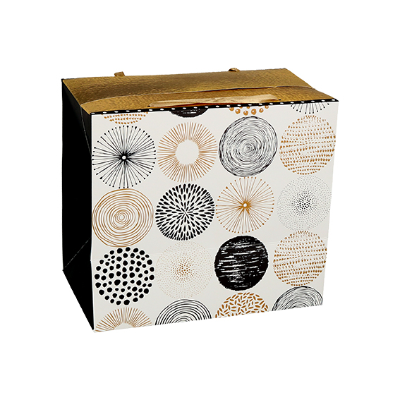 SB vrećica Box L sa motivom krugova, dimenzije 32x26x12cm