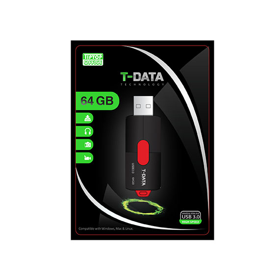 Crni TTO USB flash drive 64GB TD550 sa elegantnim dizajnom