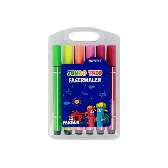 TTS Flomaster JumboTrio 12/1 PVC u PVC pakovanju sa trouglastim tijelom i stabilnim vrhom