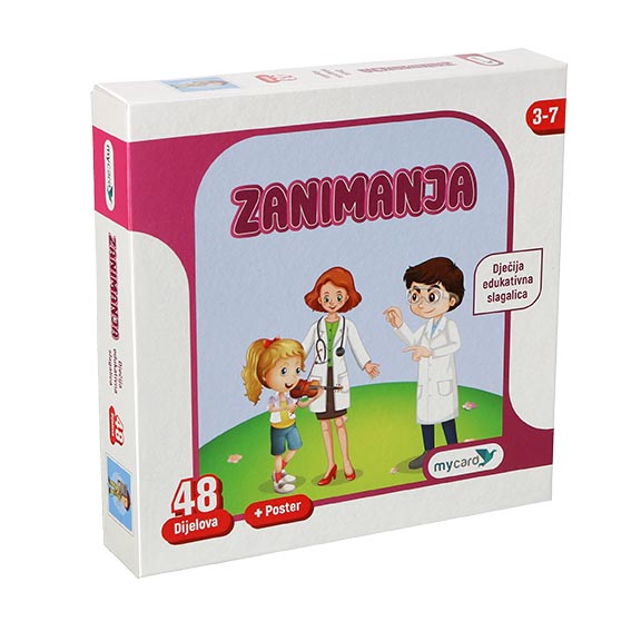 MO Puzle Fun 48, Zanimanja - ilustracija dečje društvene igre sa živopisnim slikama zanimanja