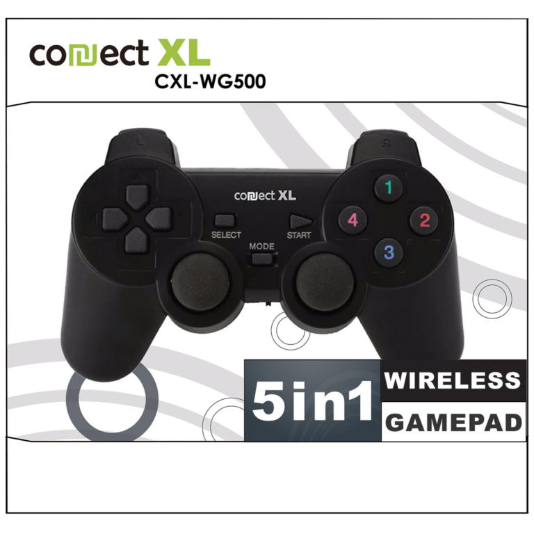 Crni bežični gamepad Connect XL za PC i PlayStation sa ergonomskim rukama i 12 tipki