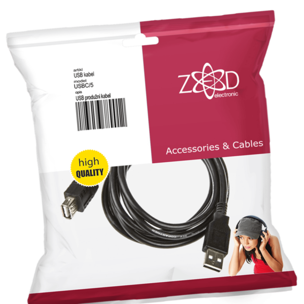 ZED produžni USB kabl A-A, dužine 5 metara, u blister pakovanju