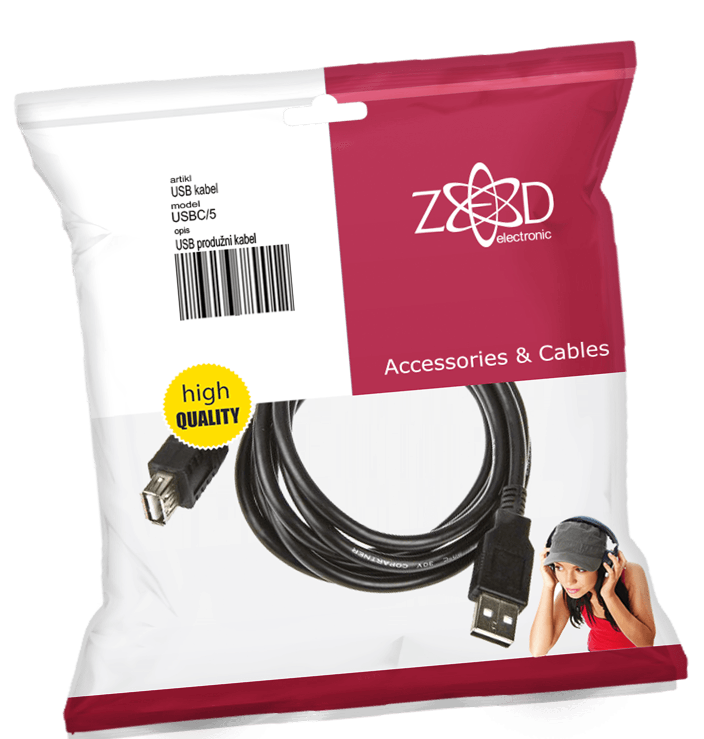 ZED produžni USB kabl A-A, dužine 5 metara, u blister pakovanju
