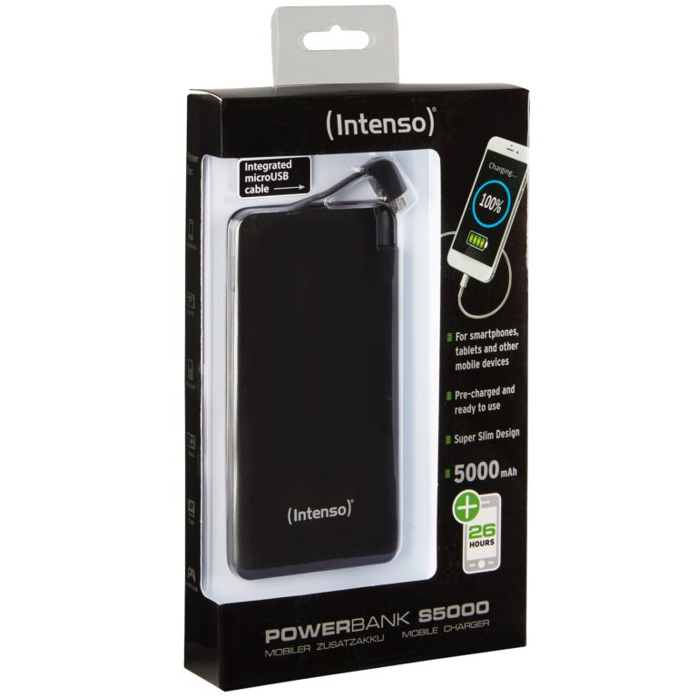Intenso POWERBANK slim 5000mAh crni prijenosni punjač sa micro USB kabelom