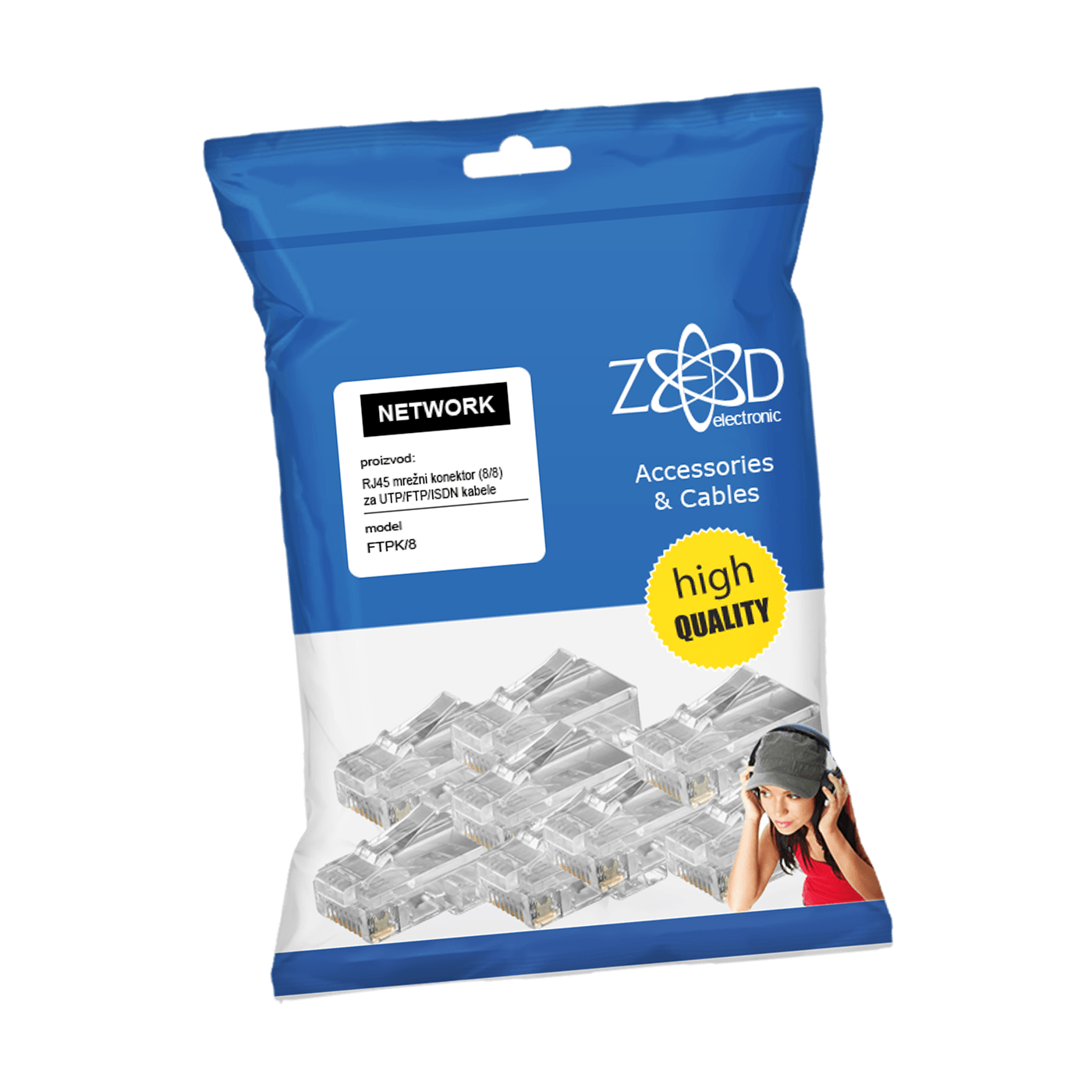 ZED electronic mrežni konektor RJ-45 u blister pakovanju od 8 komada