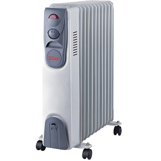 Zilan uljni radijator Premium 2500W sa 11 rebara, točkićima i ručkama za prenošenje.