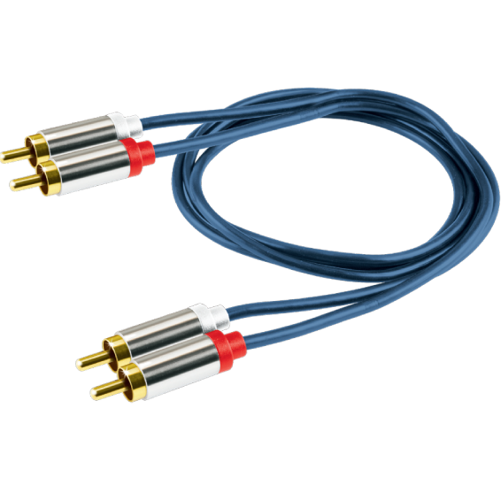 Plavi premium RCA stereo kabl sa 2xRCA muški konektora, dužine 1.0 metar