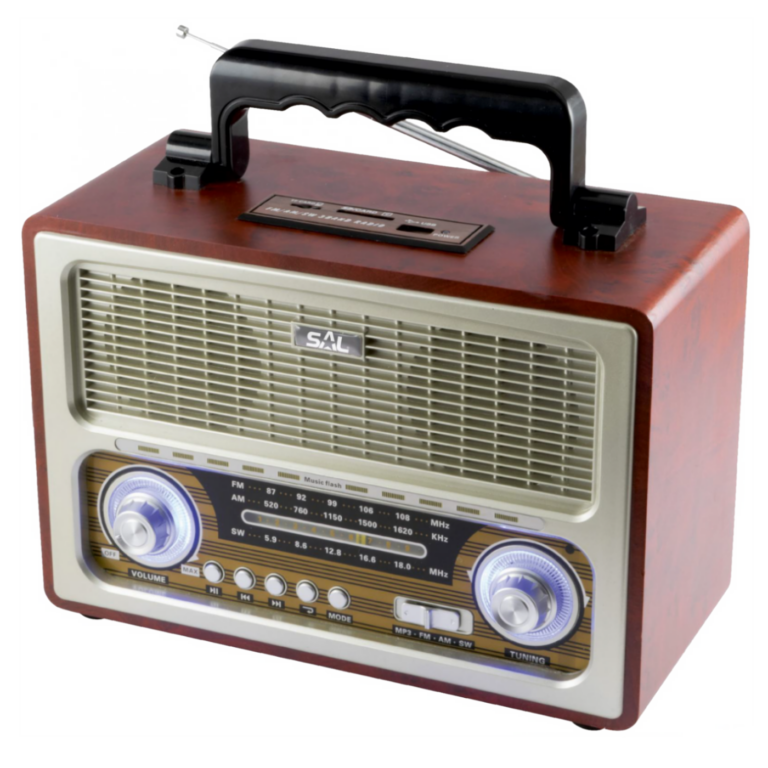 SAL Retro radio sa Bluetooth vežom u drvenoj kutiji sa ručkom za nošenje