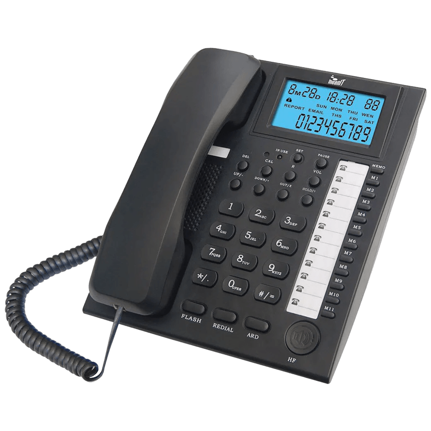 MeanIT ST200 Black analogni stolni telefon sa crnim kućištem i LCD zaslonom
