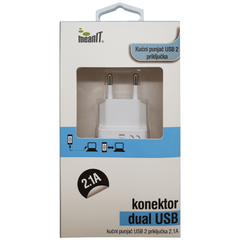 MeanIT kućni punjač sa dva USB porta za smartphone i tablet