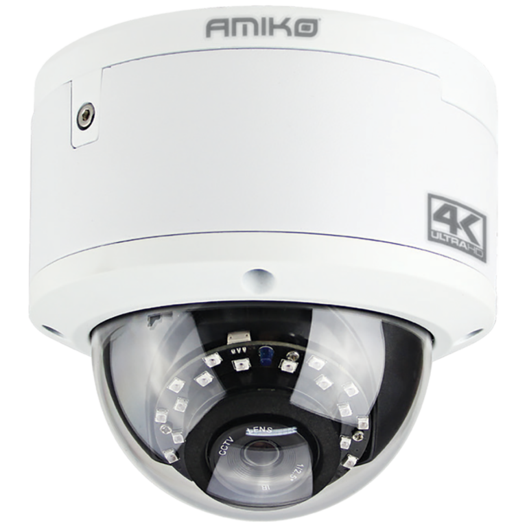 Amiko Home IP kamera 8MP sa 4K rezolucijom i noćnim vidom u metalnom kućištu.