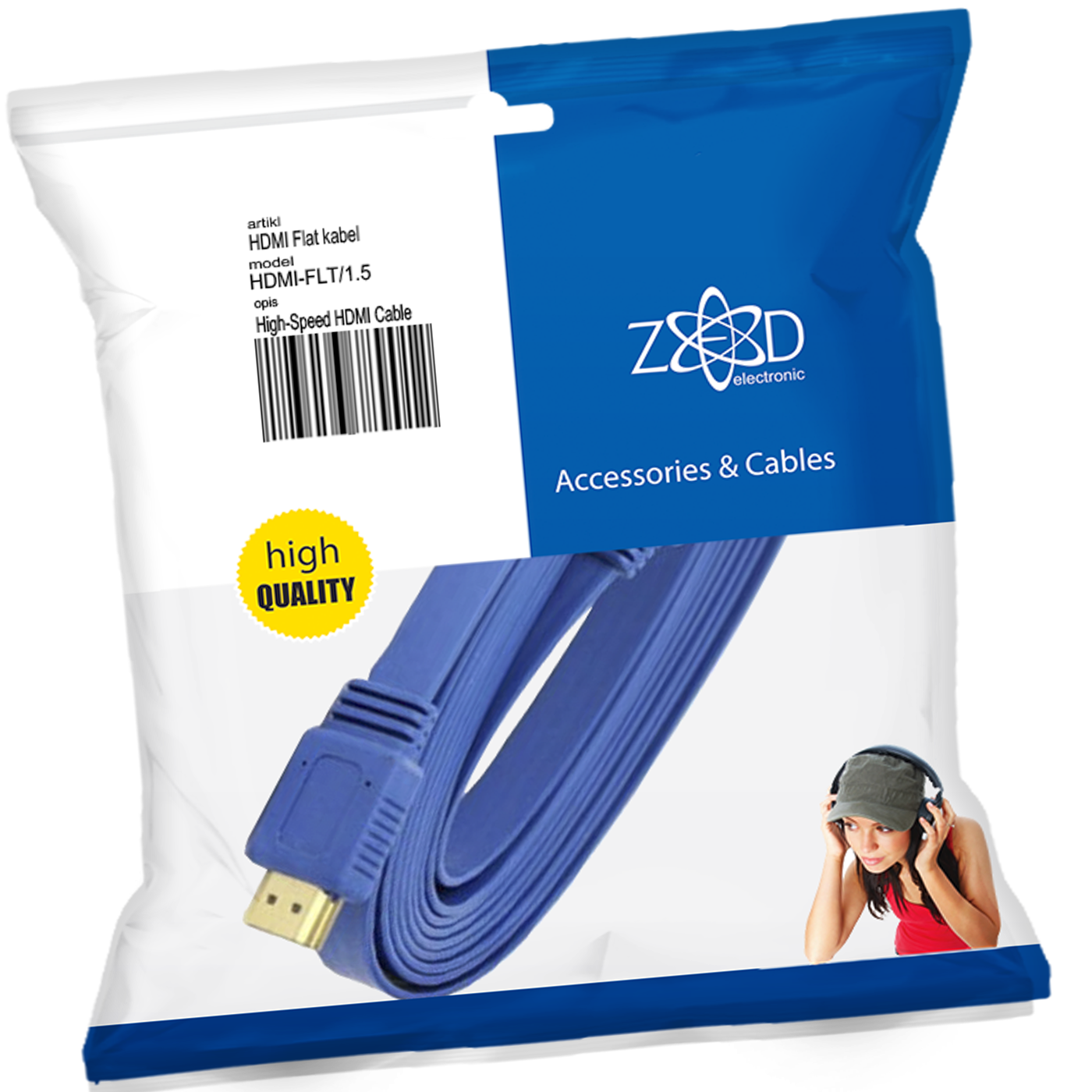 ZED HDMI plosnati kabl, dužine 1.5 metara, sa Ethernet podrškom