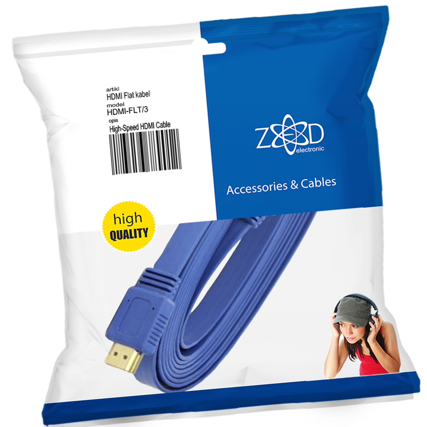 ZED electronic plosnati HDMI kabl, dužine 3.0 metara, sa Ethernet podrškom