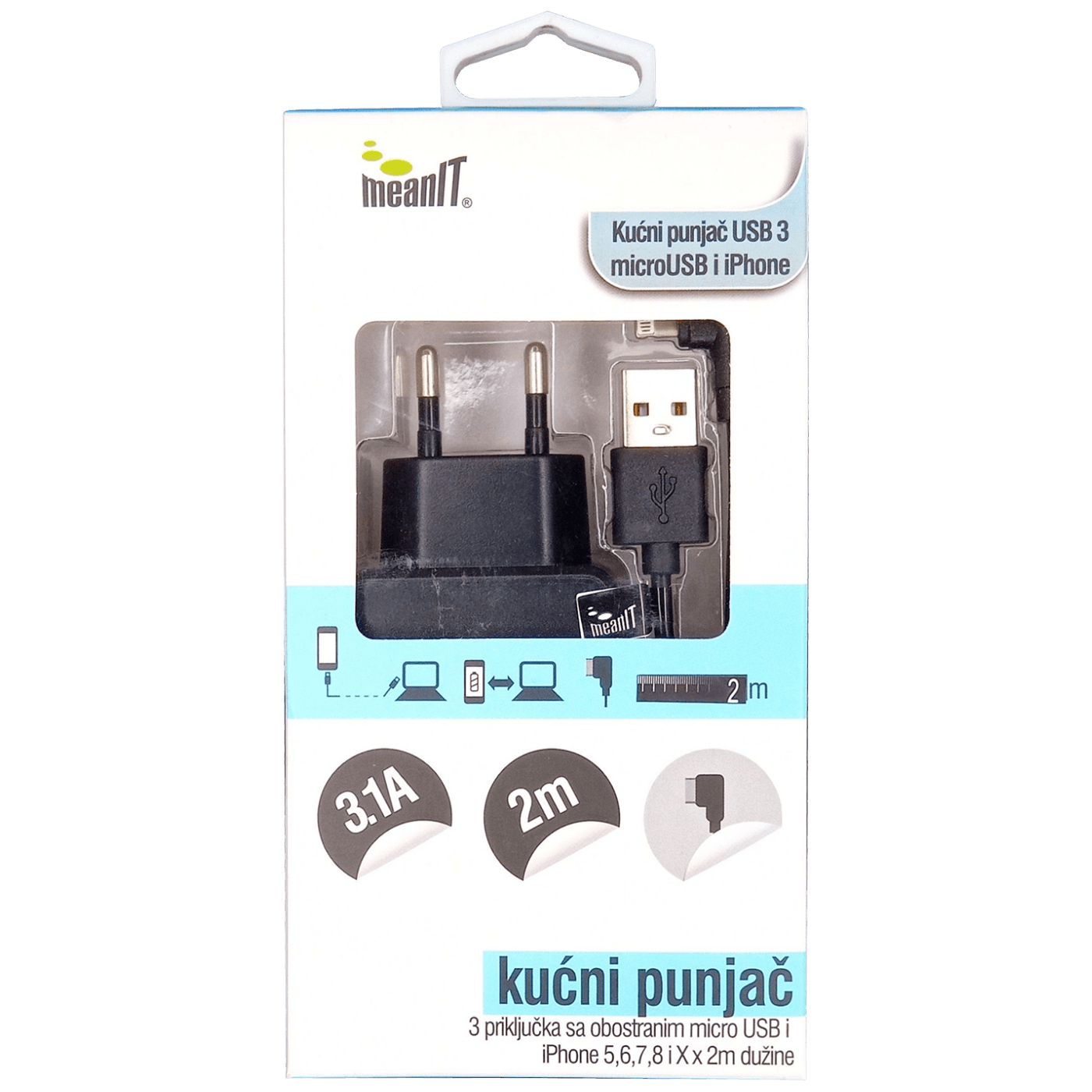 MeanIT kućni punjač sa 3 USB porta za smartphone i iPhone uređaje