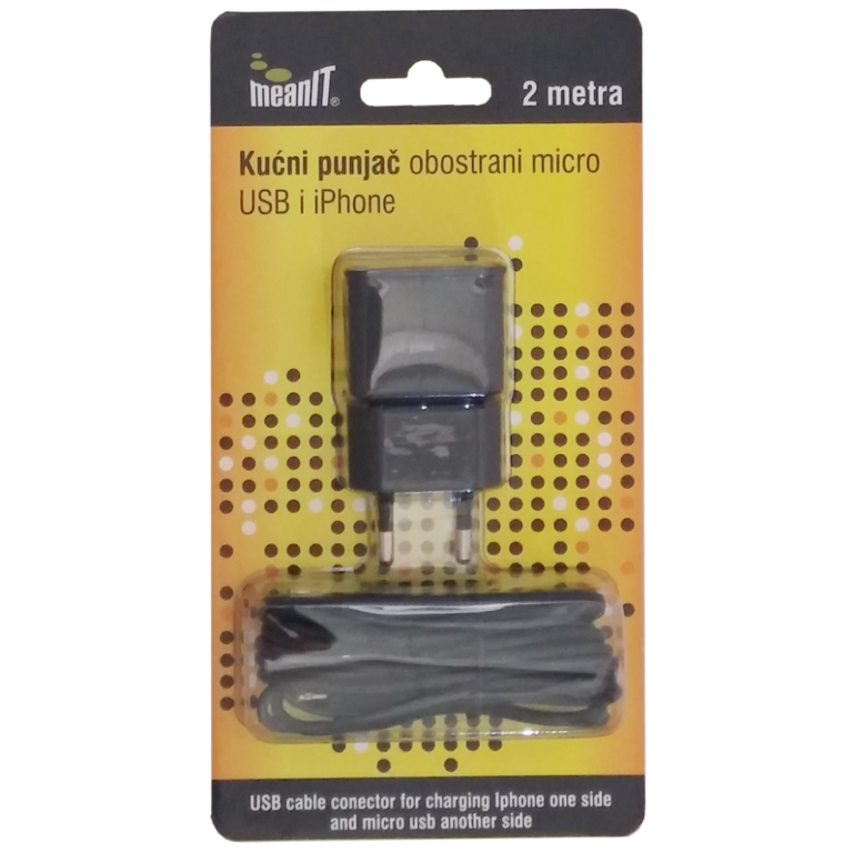MeanIT kućni punjač za smartphone i iPhone sa dužinom od 2 metra