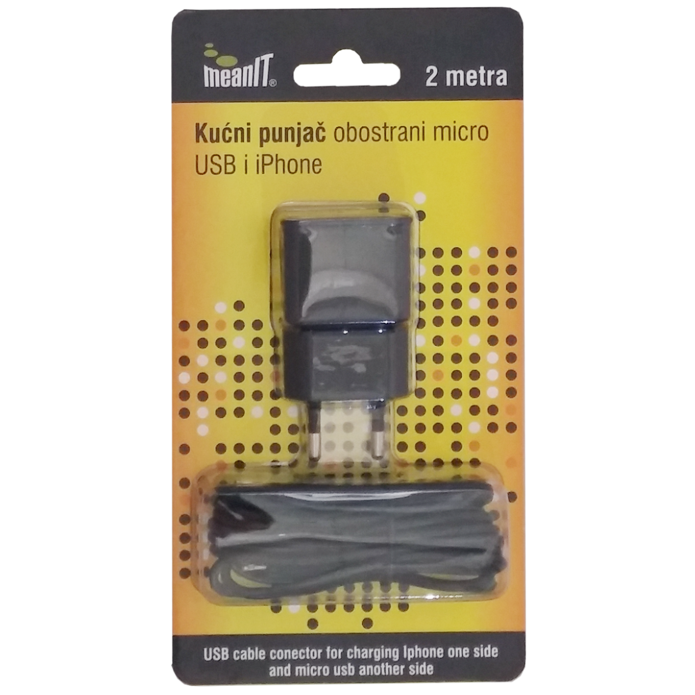 MeanIT kućni punjač za smartphone i iPhone sa dužinom od 2 metra