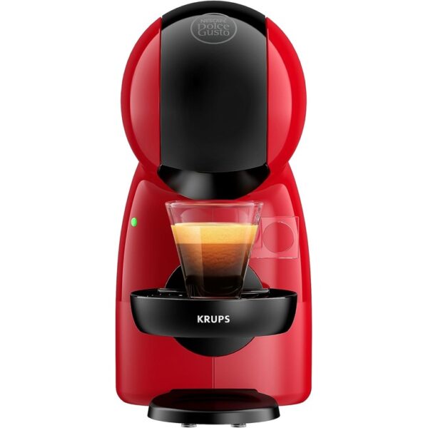 Crveno-crni Dolce Gusto Piccolo XS aparat za kafu na beloj podlozi