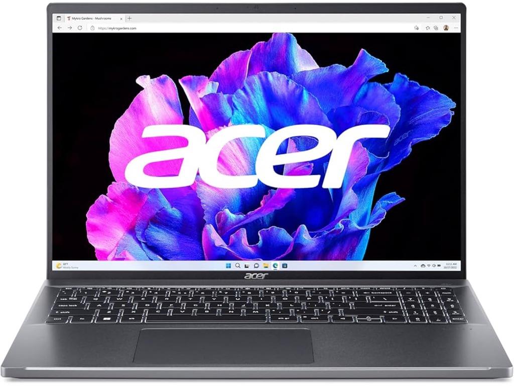 Acer Swift Go 16 OLED laptop u sivoj boji sa osvetljenom tastaturom