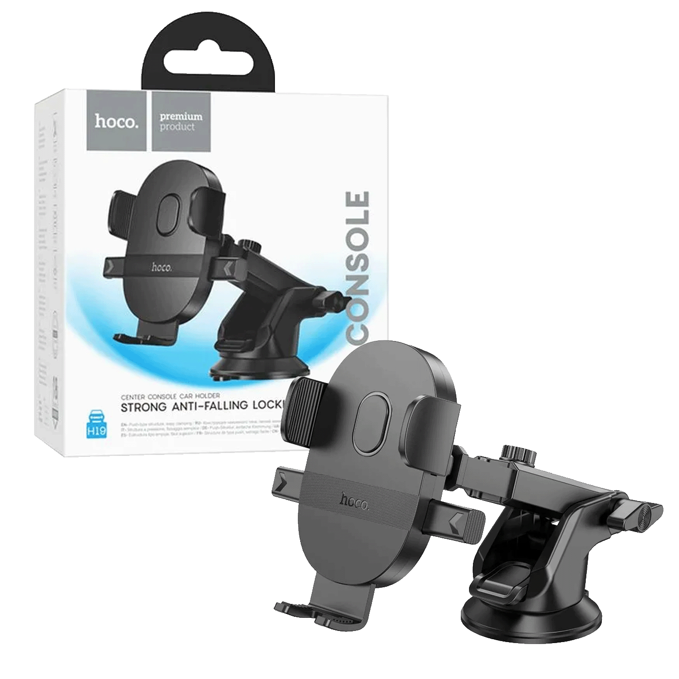HOCO H19 Mighty auto držač za mobilne telefone sa podesivim stezaljkama i 360° rotacijom