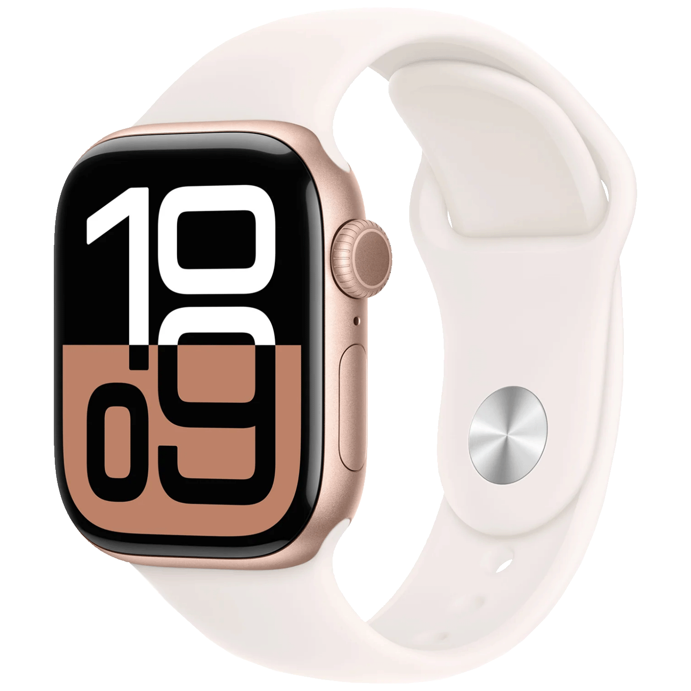 Apple Watch Series 10 GPS 42mm Rose Gold sa ružičasto-zlatnim kućištem i crnim sportskim remenom
