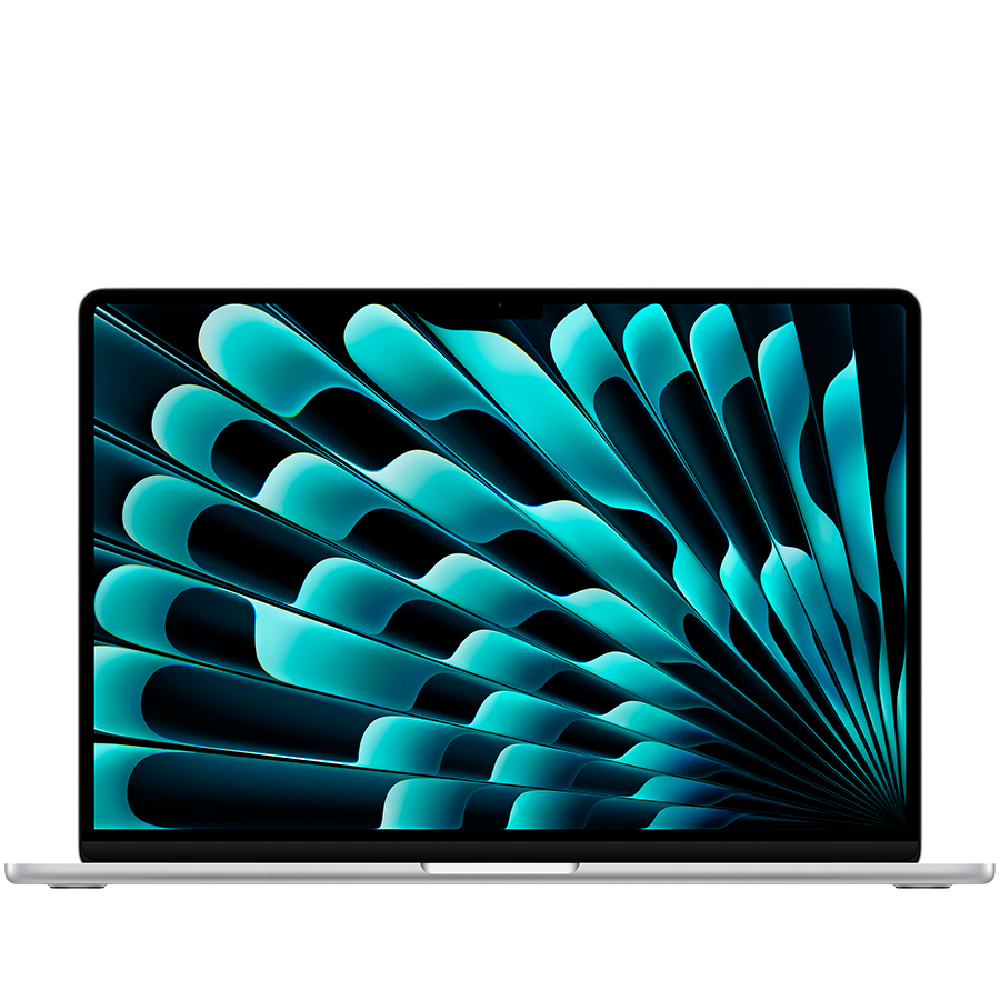 Srebrni Apple MacBook Air 15.3 sa M3 čipom na bijeloj podlozi