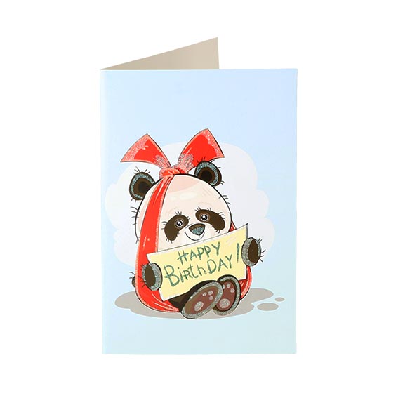3D rođendanska čestitka sa pandom i tekstom Happy Birthday